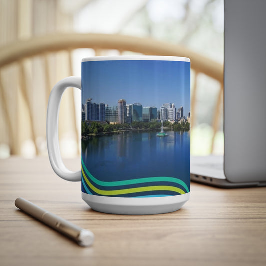 Orlando Lake Eola City Skyline Coffee Mug — Scenic Waterfront 11oz & 15oz Ceramic Cups