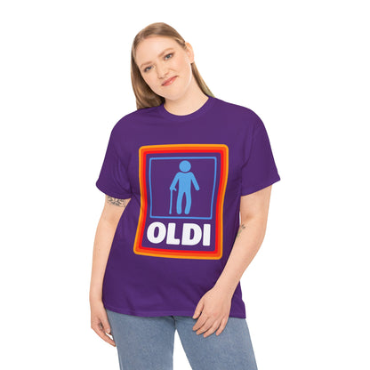 Oldi Retro Logo Tee — Funny Elderly Humour T-Shirt