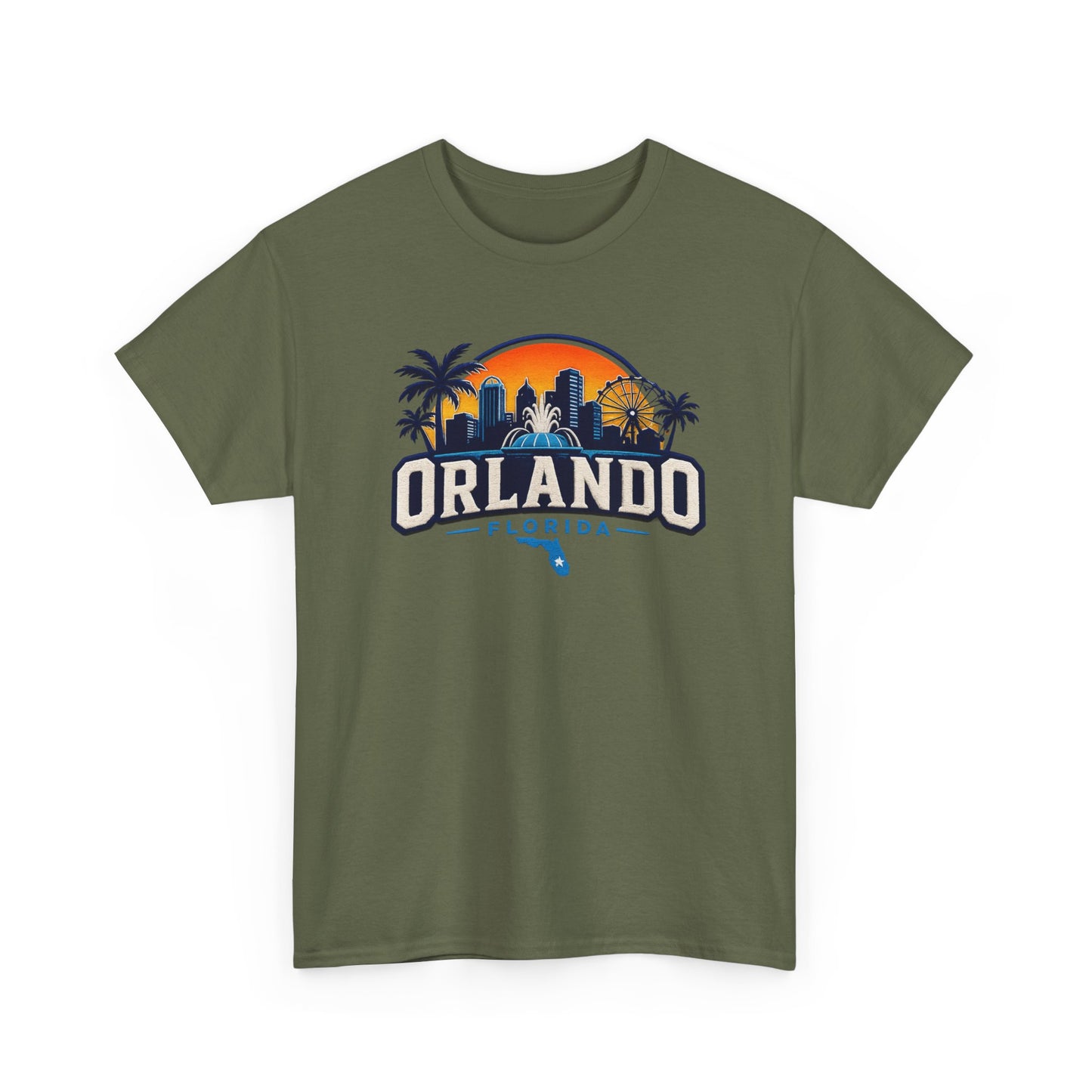 Orlando Florida Sunset T-Shirt — Retro Skyline & Palm Tree Vacation Tee