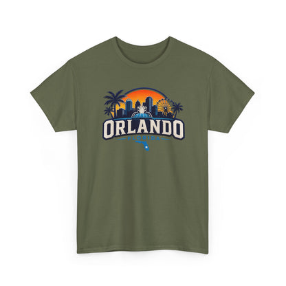 Orlando Florida Sunset T-Shirt — Retro Skyline & Palm Tree Vacation Tee