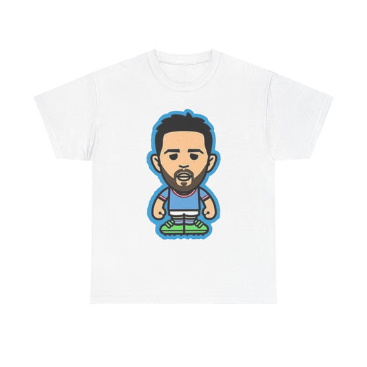 Bernardo Silva Manchester City Legend Graphic Tee — Player Cartoon Front & Tribute Poster Back