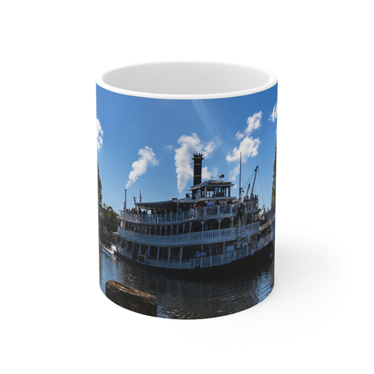 Magic Kingdom Steamboat River Scene Ceramic Mug — Scenic Paddlewheel Boat Coffee Cup (11oz/15oz)