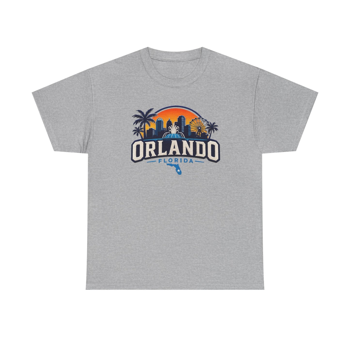 Orlando Florida Sunset T-Shirt — Retro Skyline & Palm Tree Vacation Tee