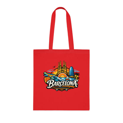 Barcelona Skyline Cotton Tote — Souvenir Travel Beach Bag