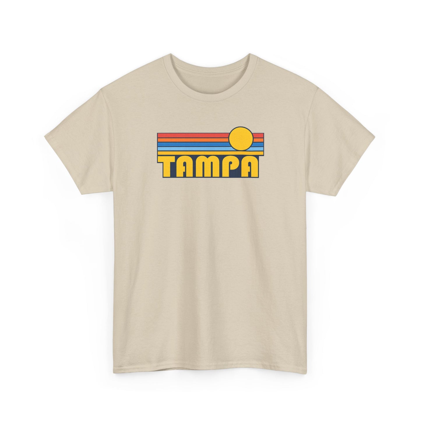 Tampa Retro Sunset T-Shirt — Vintage 70s Striped Beach Tee