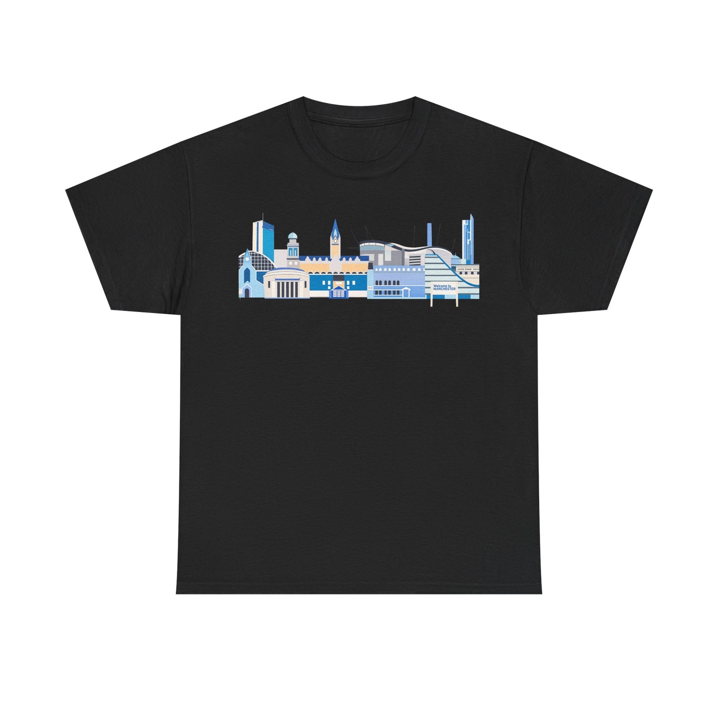 Manchester City Skyline Tee — Minimal Blue Urban Landscape T‑Shirt