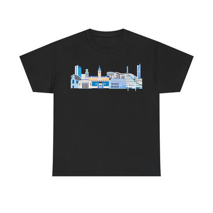 Manchester City Skyline Tee — Minimal Blue Urban Landscape T‑Shirt
