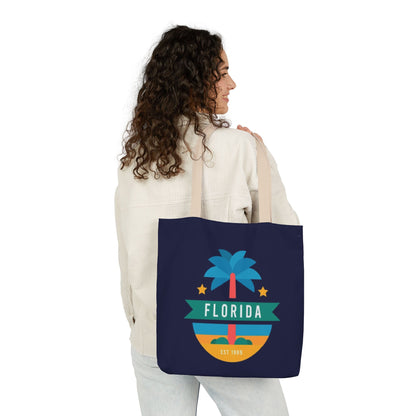Florida Palm Beach Canvas Tote Bag — Retro Sunshine Travel Tote