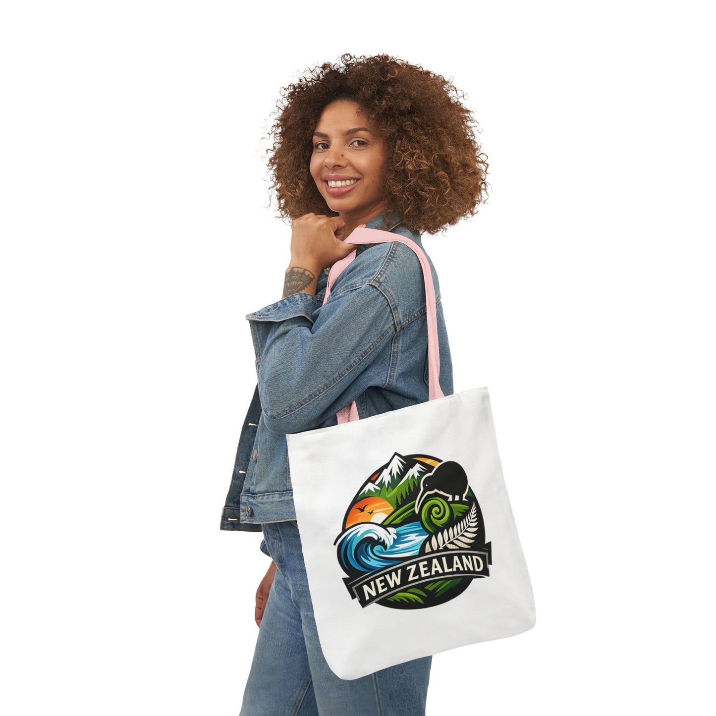 New Zealand Scenic Tote Bag — Kiwi, Mountains & Waves Canvas Tote