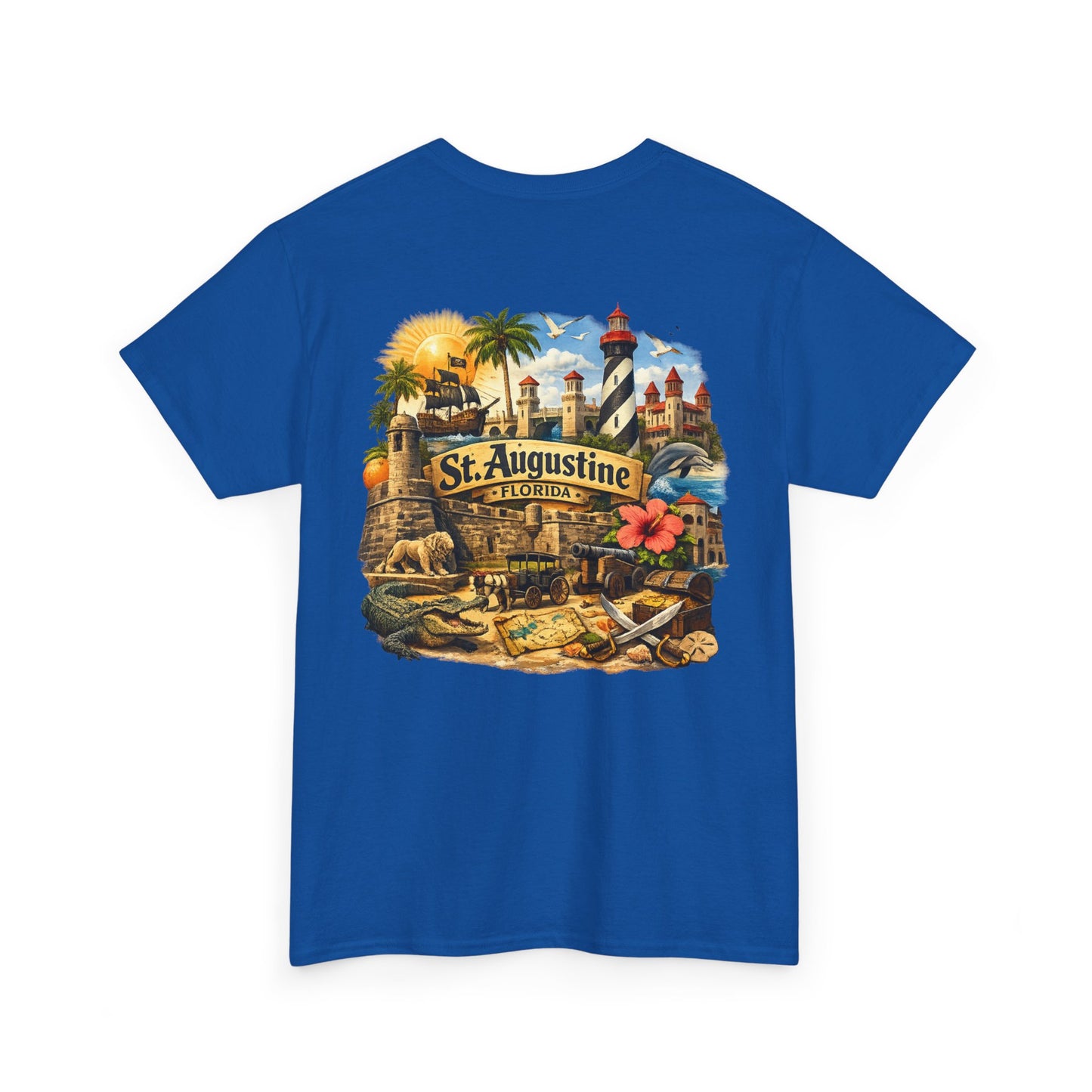St. Augustine Florida Vintage Travel Tee — Retro Beach & Lighthouse Souvenir T-Shirt