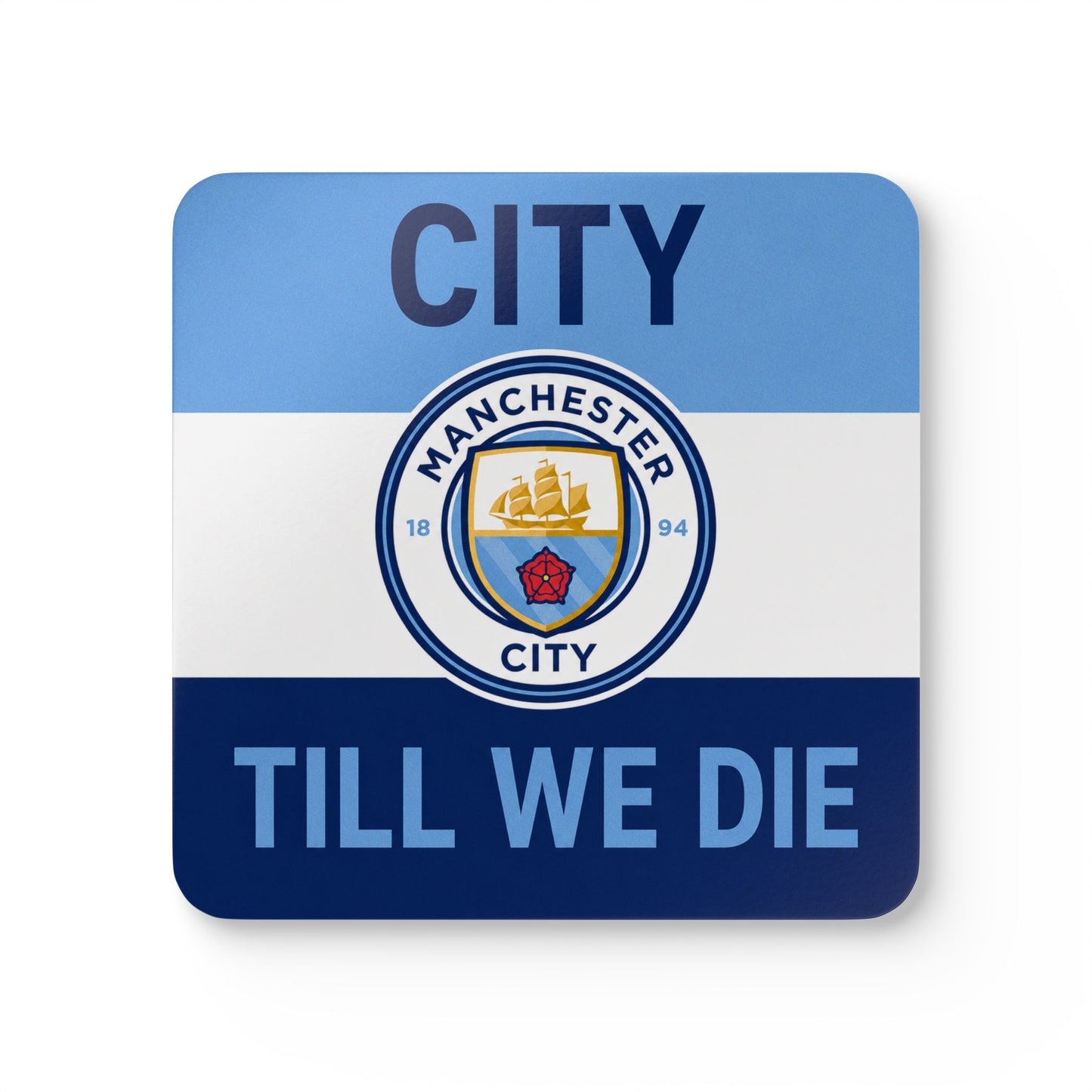 Manchester City Unofficial Corkwood Coaster Set — 'City Till We Die' Football Fan Drink Coasters