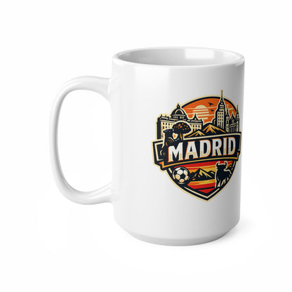 Madrid Souvenir Mug – Vintage Cityscape & Football Ceramic Coffee Cup (11oz/15oz)