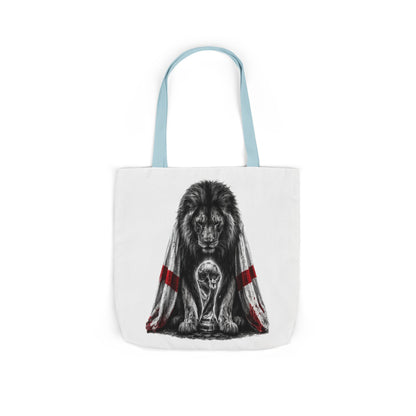 England Lion Guardian Canvas Tote — Protective Lion & Cub Illustration Tote Bag