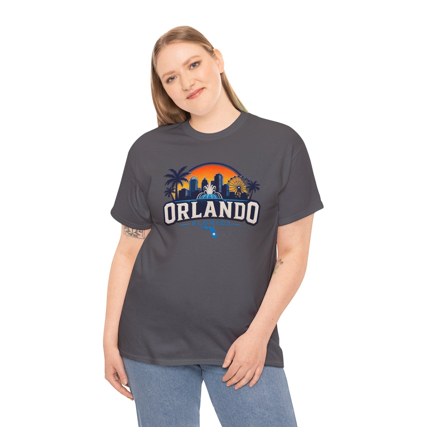 Orlando Florida Sunset T-Shirt — Retro Skyline & Palm Tree Vacation Tee