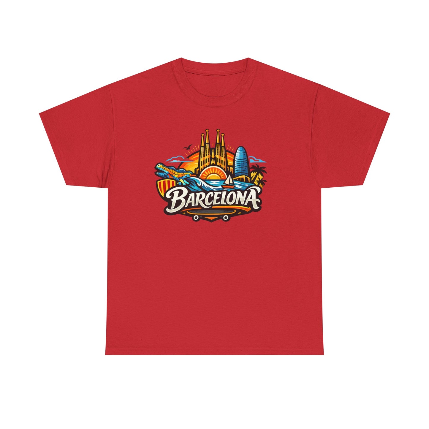 Barcelona Skyline Graphic Tee — Colorful Travel Souvenir T-Shirt