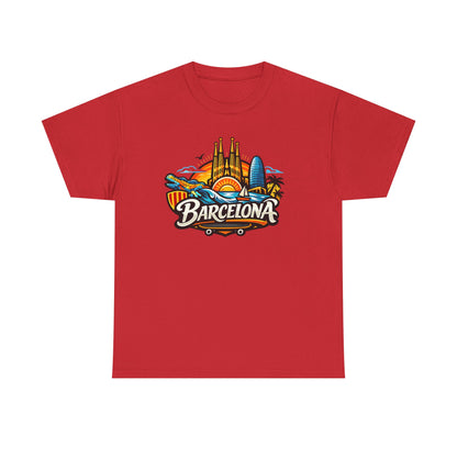 Barcelona Skyline Graphic Tee — Colorful Travel Souvenir T-Shirt
