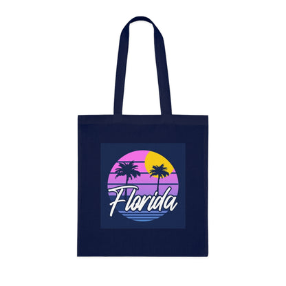 Florida Sunset Palm Tote Bag — Retro Beach Cotton Tote