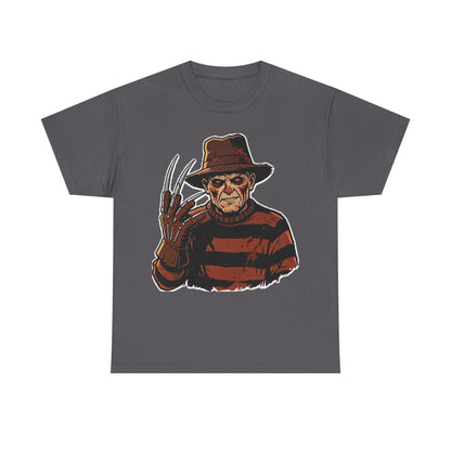 Freddy Krueger Horror Tee — Vintage Striped Nightmare Graphic