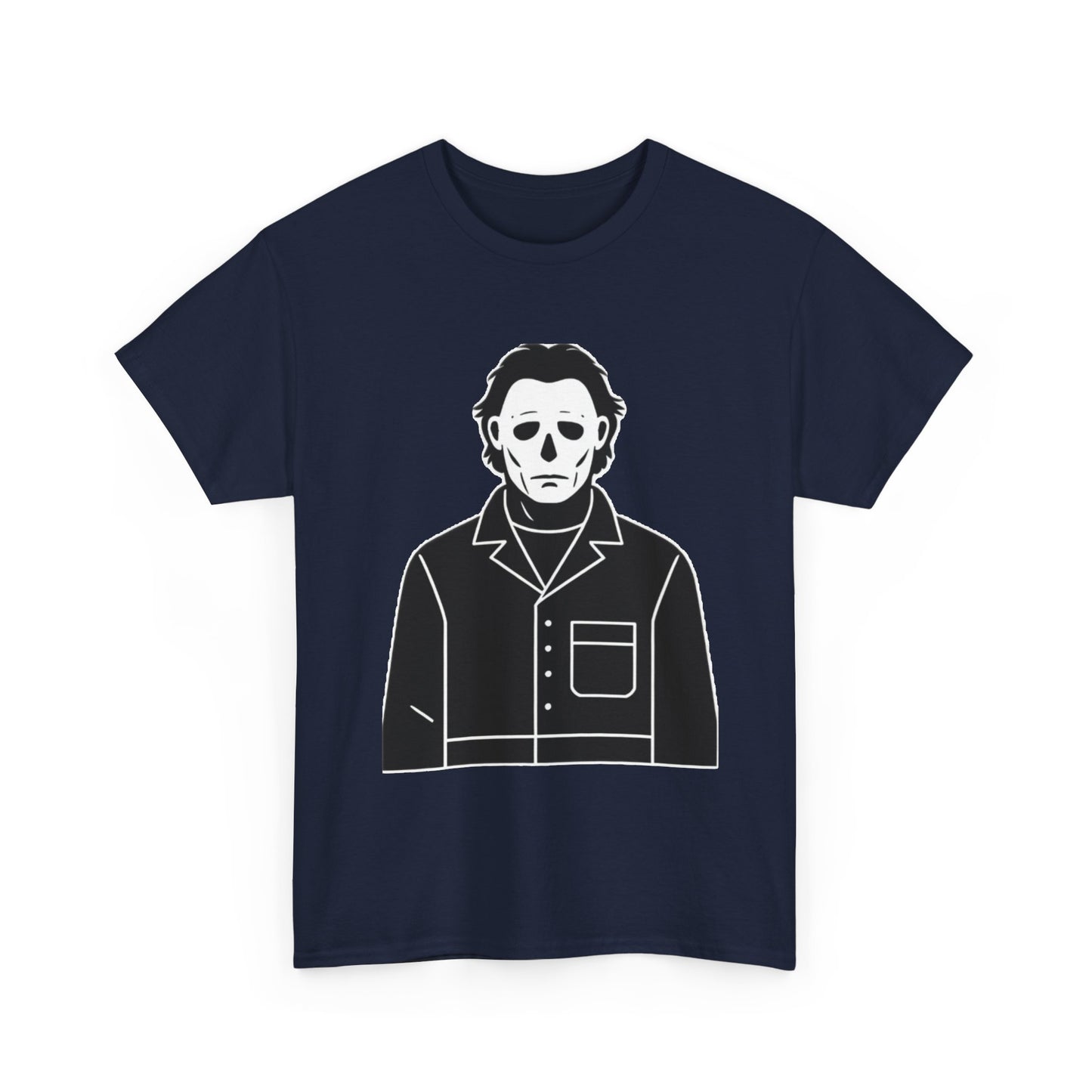 Michael Myers Outline Horror T-Shirt — Minimal Halloween Mask Tee