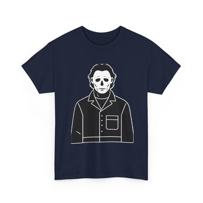 Michael Myers Outline Horror T-Shirt — Minimal Halloween Mask Tee