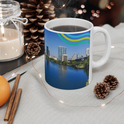 Orlando Lake Eola City Skyline Coffee Mug — Scenic Waterfront 11oz & 15oz Ceramic Cups