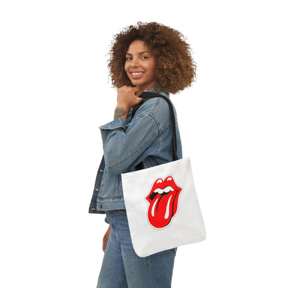 Rock & Roll Tongue Canvas Tote Bag — Retro Lip Graphic