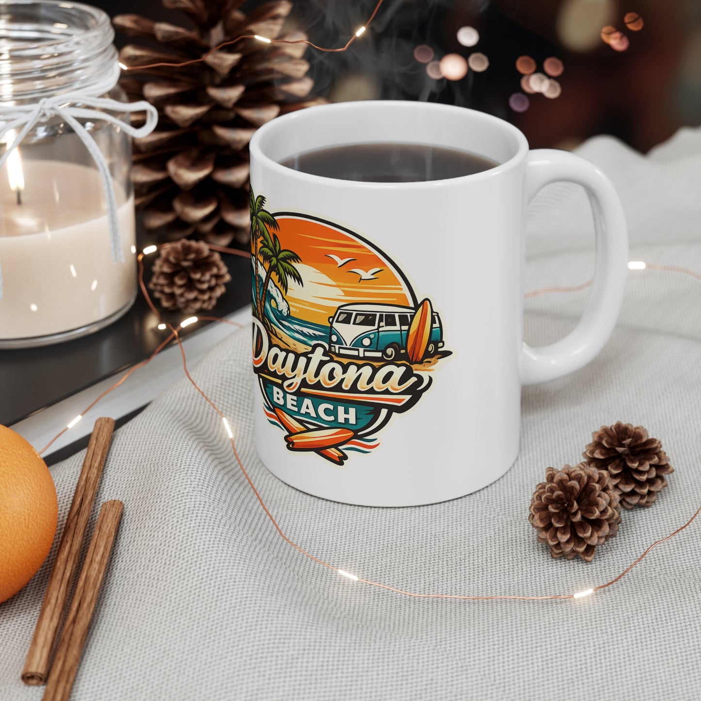 Daytona Beach Ceramic Coffee Cups, 11oz, 15oz