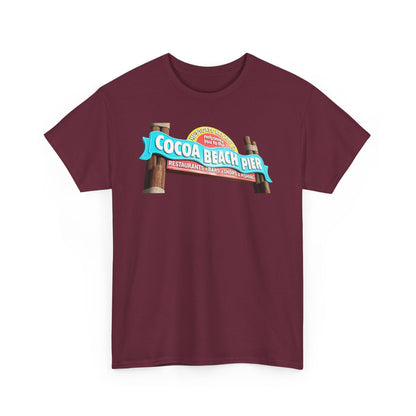 Cocoa Beach Pier T‑Shirt — Retro Beach Sign Vacation Tee