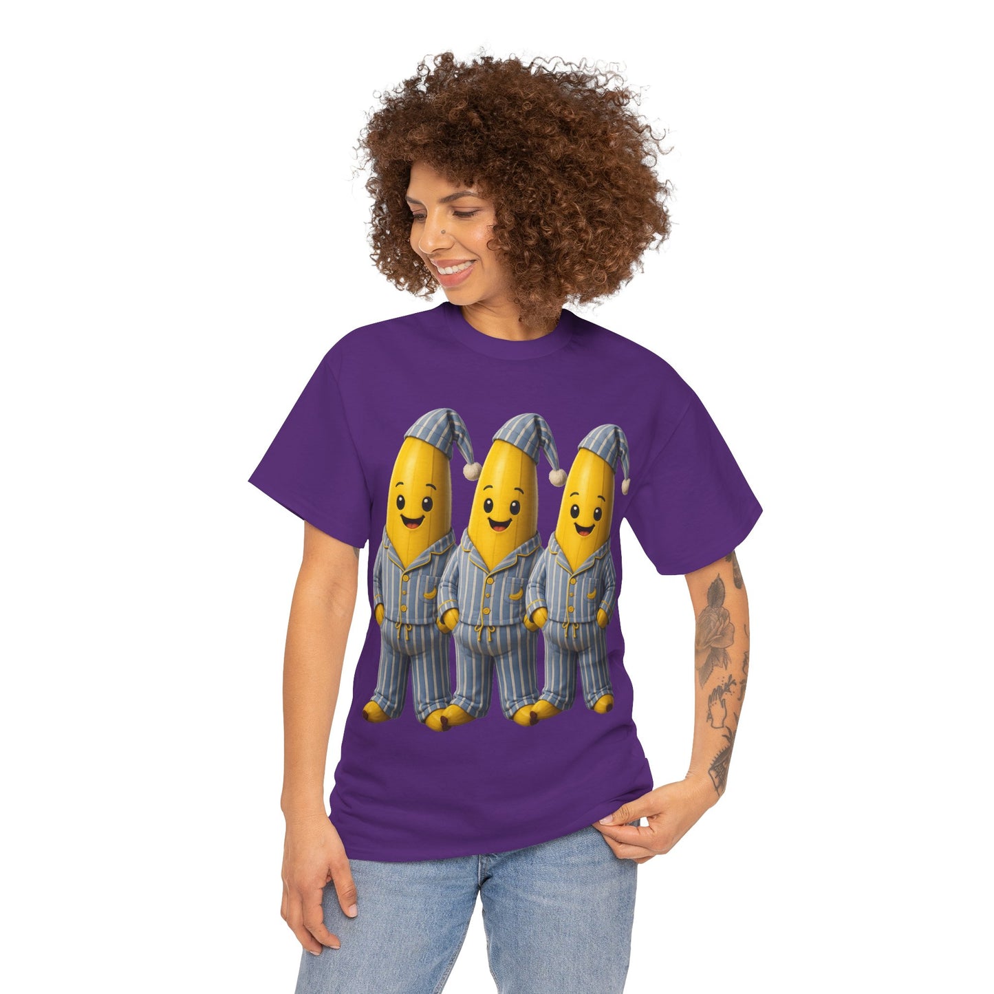 Bananas in Pyjamas – Three Smiling Bananas in Striped Pajamas Graphic T-Shirt