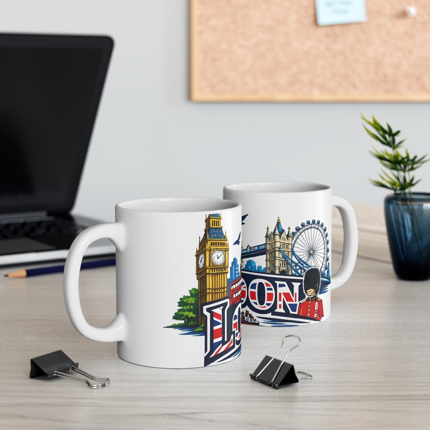 London Skyline Ceramic Mug — Union Jack 'London' Coffee Cup (11oz & 15oz)