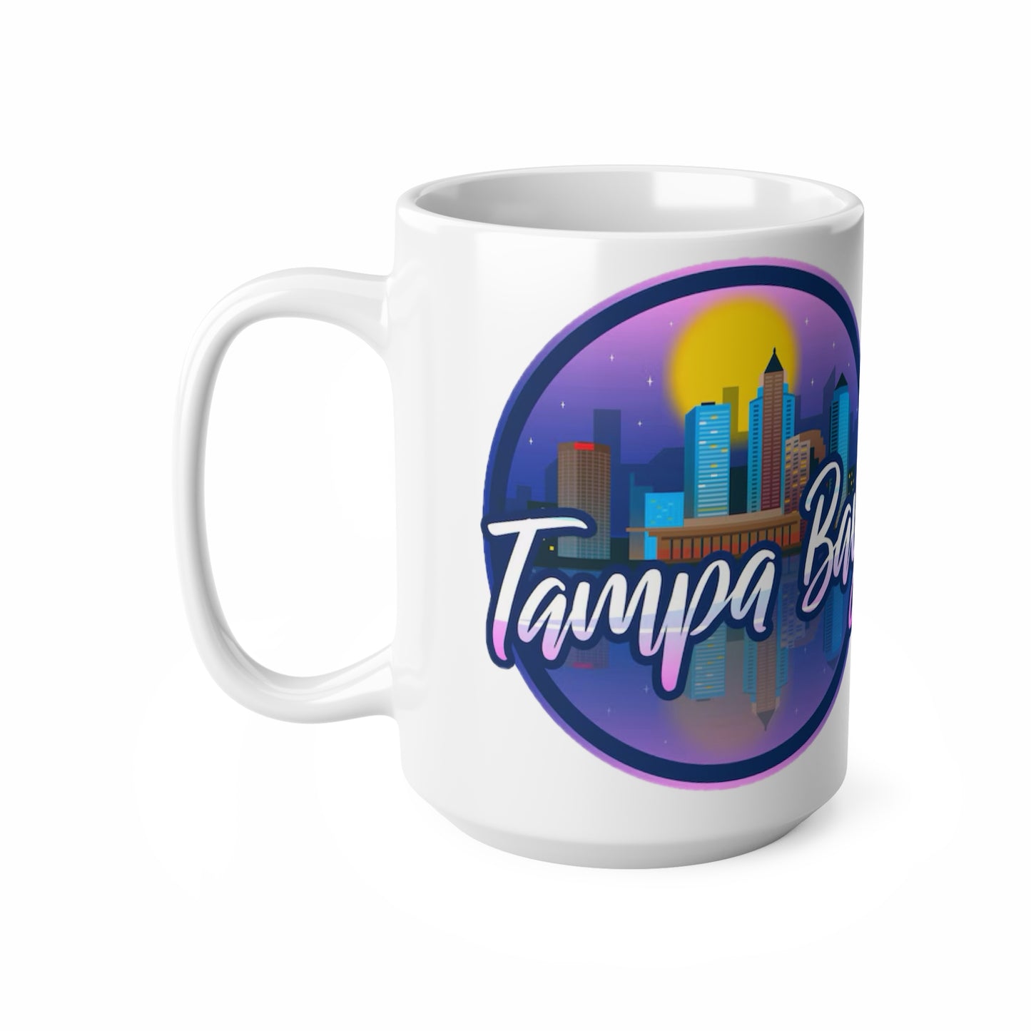 Tampa Bay Skyline Ceramic Coffee Mug — Retro Sunset Cityscape, 11oz & 15oz