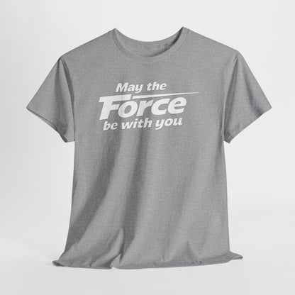 "May the Force Be With You" Retro Embossed Graphic T‑Shirt —