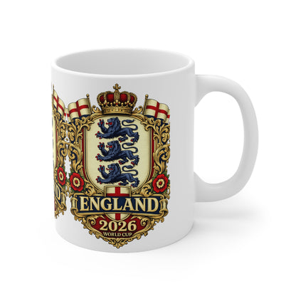 England 2026 World Cup Ceramic Mug — Vintage Three Lions Coffee Cup (11oz & 15oz)