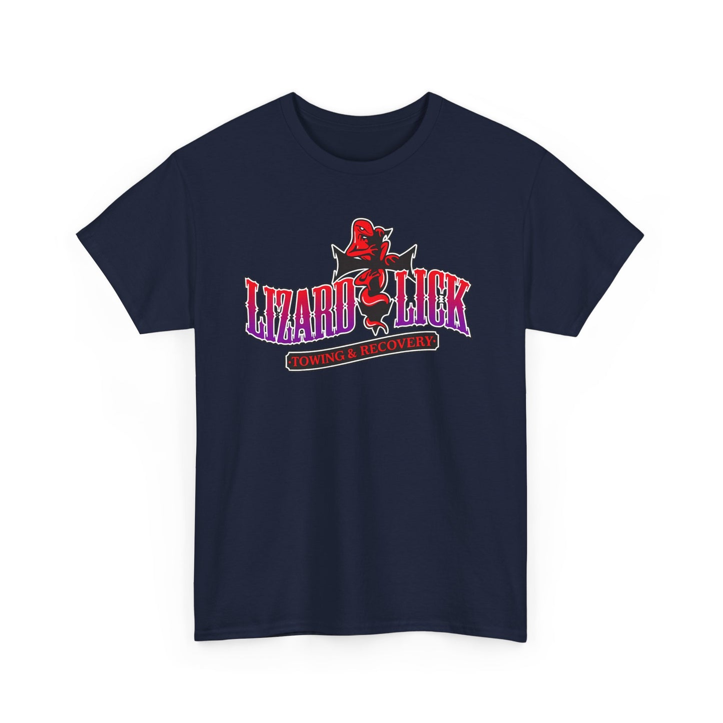 Lizard Lick T-Shirt — Retro Neon Logo Tee with Lizard & Cowboy Graphic