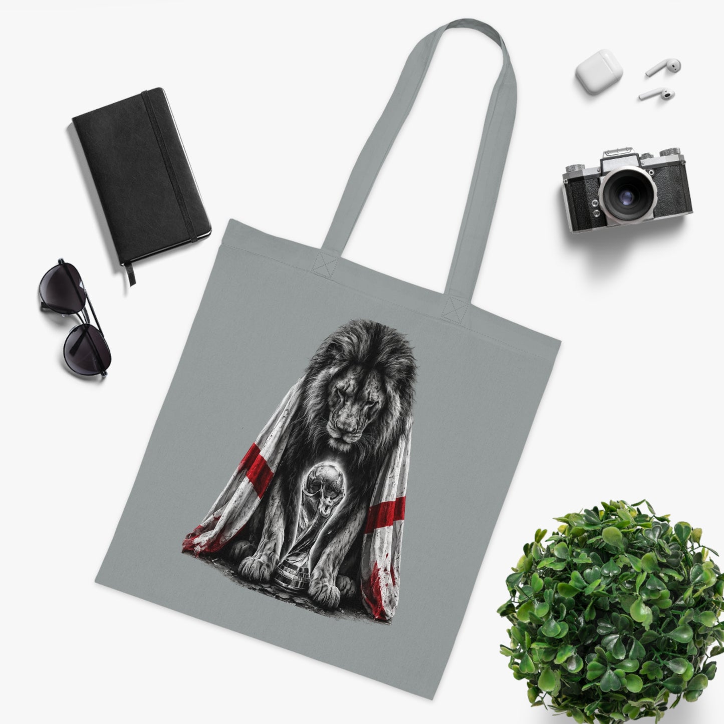 England Lion Tote Bag – Protective Lion Illustration Cotton Tote