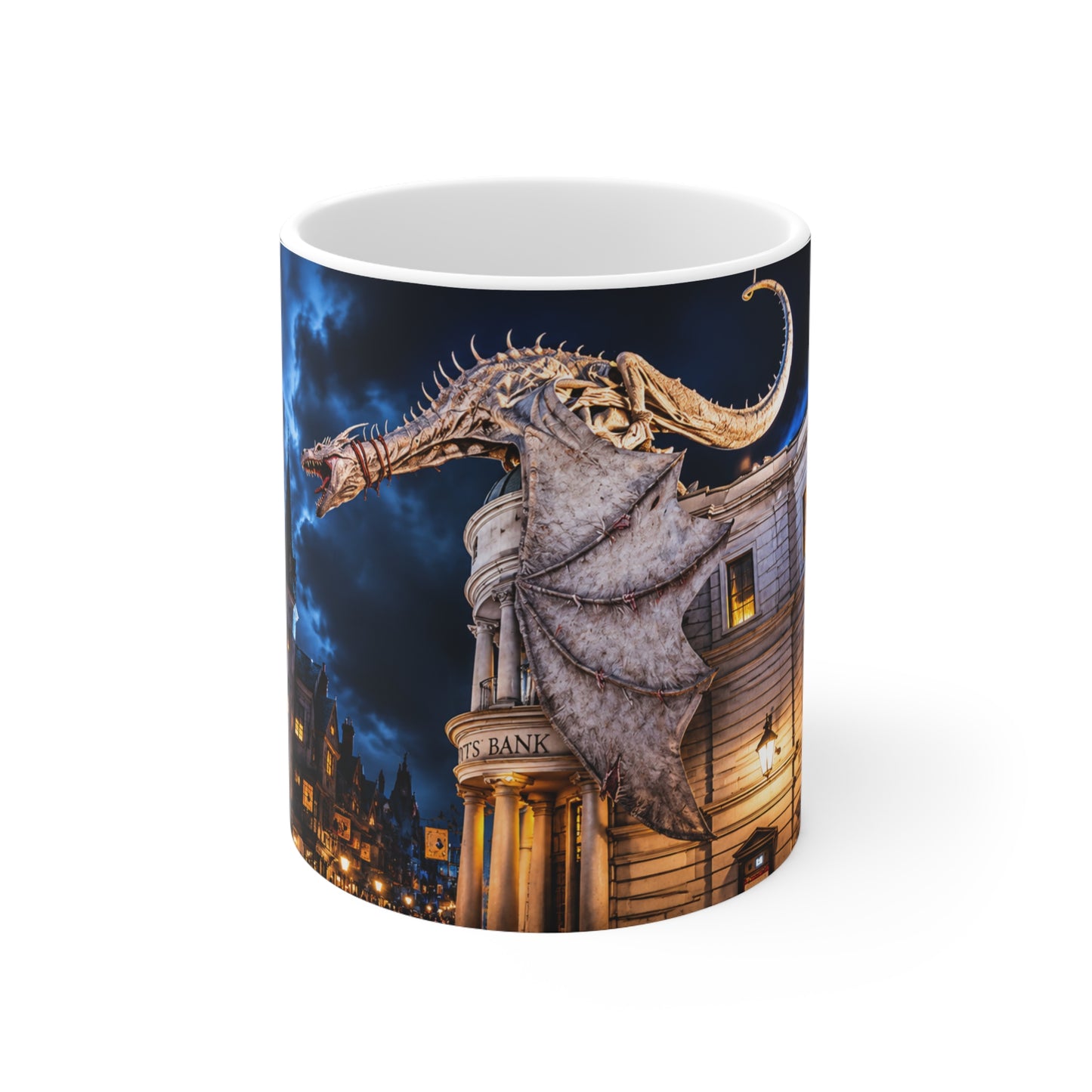 Fantasy Harry Potter Dragon Ceramic Mug — Night Cityscape 11oz & 15oz