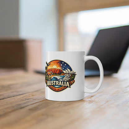Australia Scenic Mug — Vintage Outback Sunset Ceramic Coffee Cup (11oz & 15oz)