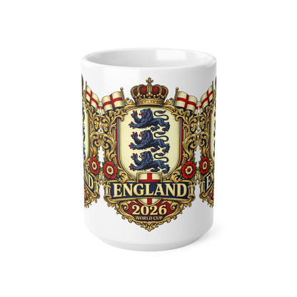 England 2026 World Cup Ceramic Mug — Vintage Three Lions Coffee Cup (11oz & 15oz)