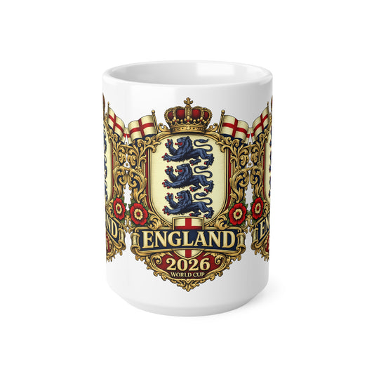 England 2026 World Cup Ceramic Mug — Vintage Three Lions Coffee Cup (11oz & 15oz)