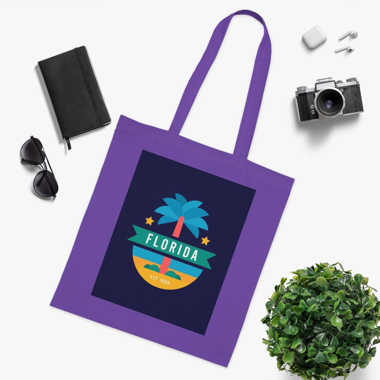 Florida Palm Beach Tote Bag – Retro State Travel Cotton Tote