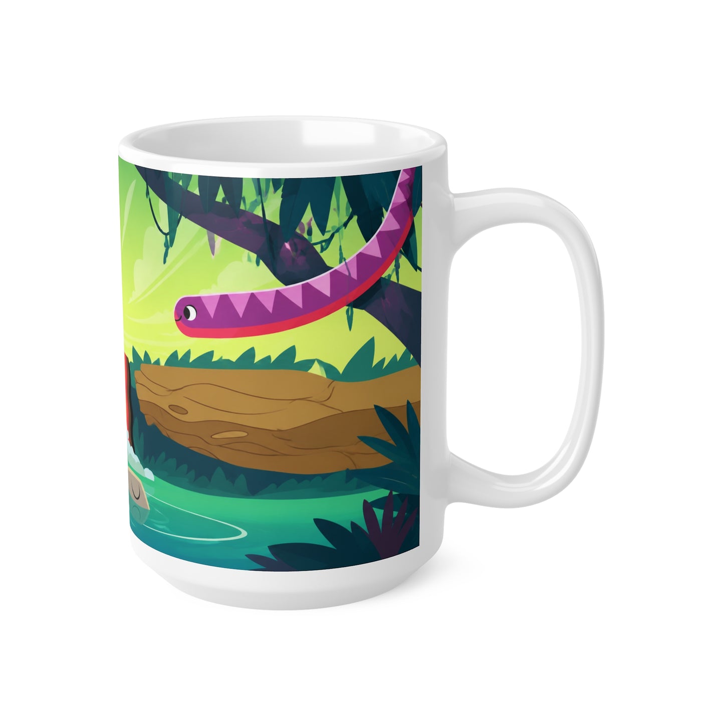 Giraffe Rainbow Waterfall Ceramic Coffee Mug — Cute Jungle Animal 11oz/15oz