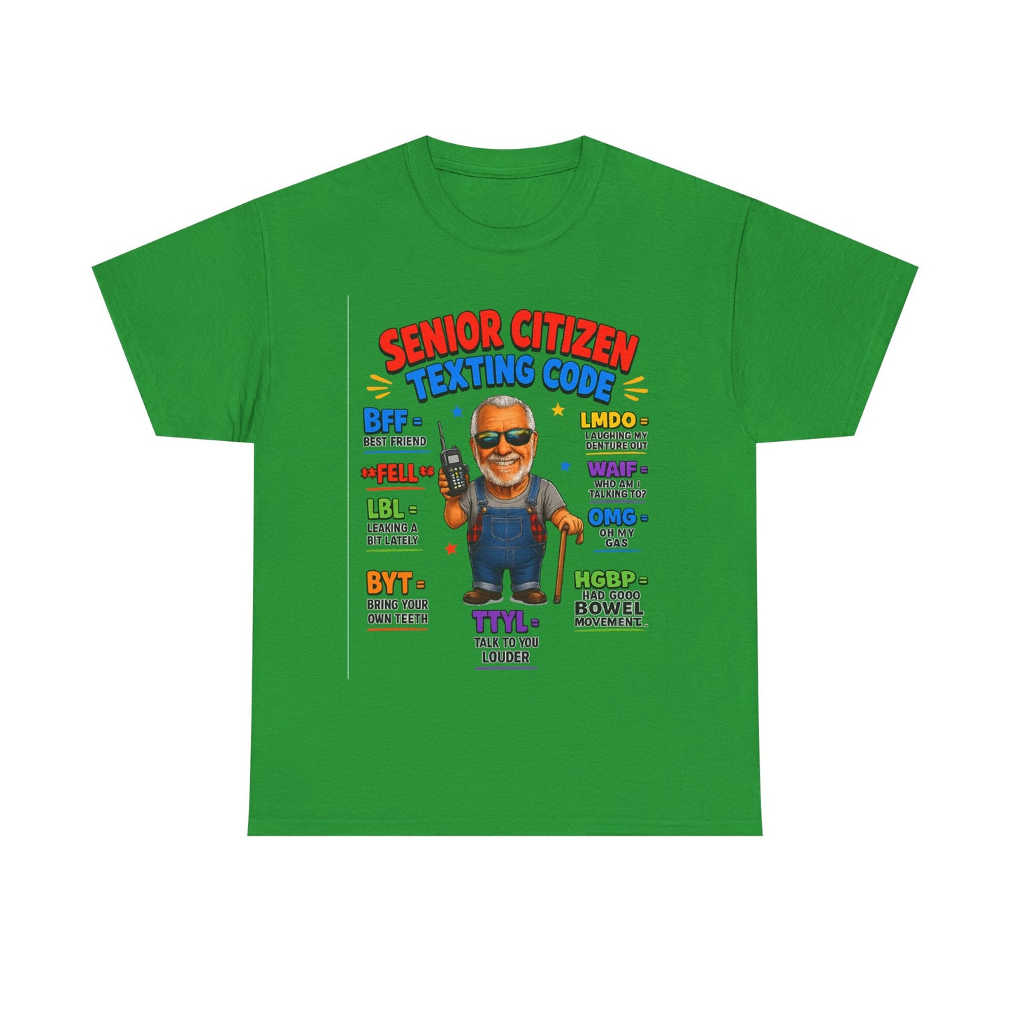 Senior Citizen Texting Code T-Shirt — Funny Grandpa Grandma Retirement Gift