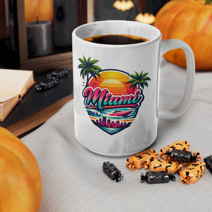 Miami Ceramic Coffee Cups, 11oz, 15oz