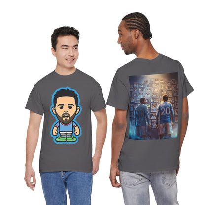 Bernardo Silva Manchester City Legend Graphic Tee — Player Cartoon Front & Tribute Poster Back