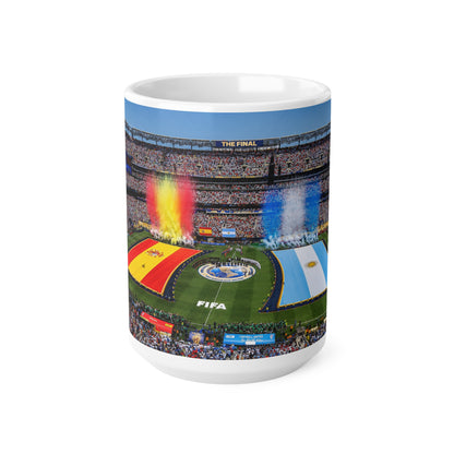 World Cup Final 2026 Stadium Mug – Spain & Argentina Flags 11oz/15oz Ceramic Coffee Cup