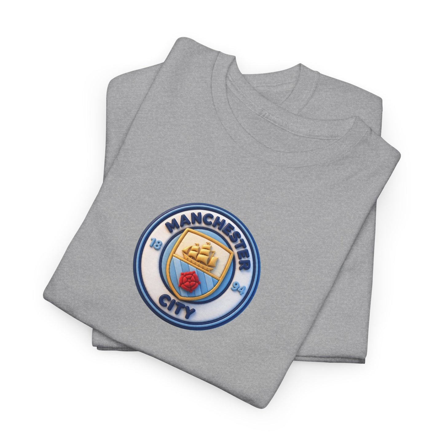 Manchester City Crest Unofficial 3D T-Shirt — Minimal Soccer Logo Tee