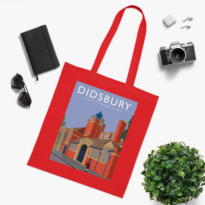 Elm Grove Didsbury C of E Primary School Vintage Travel Tote — Retro Illustrated Cotton Shopper Bag
