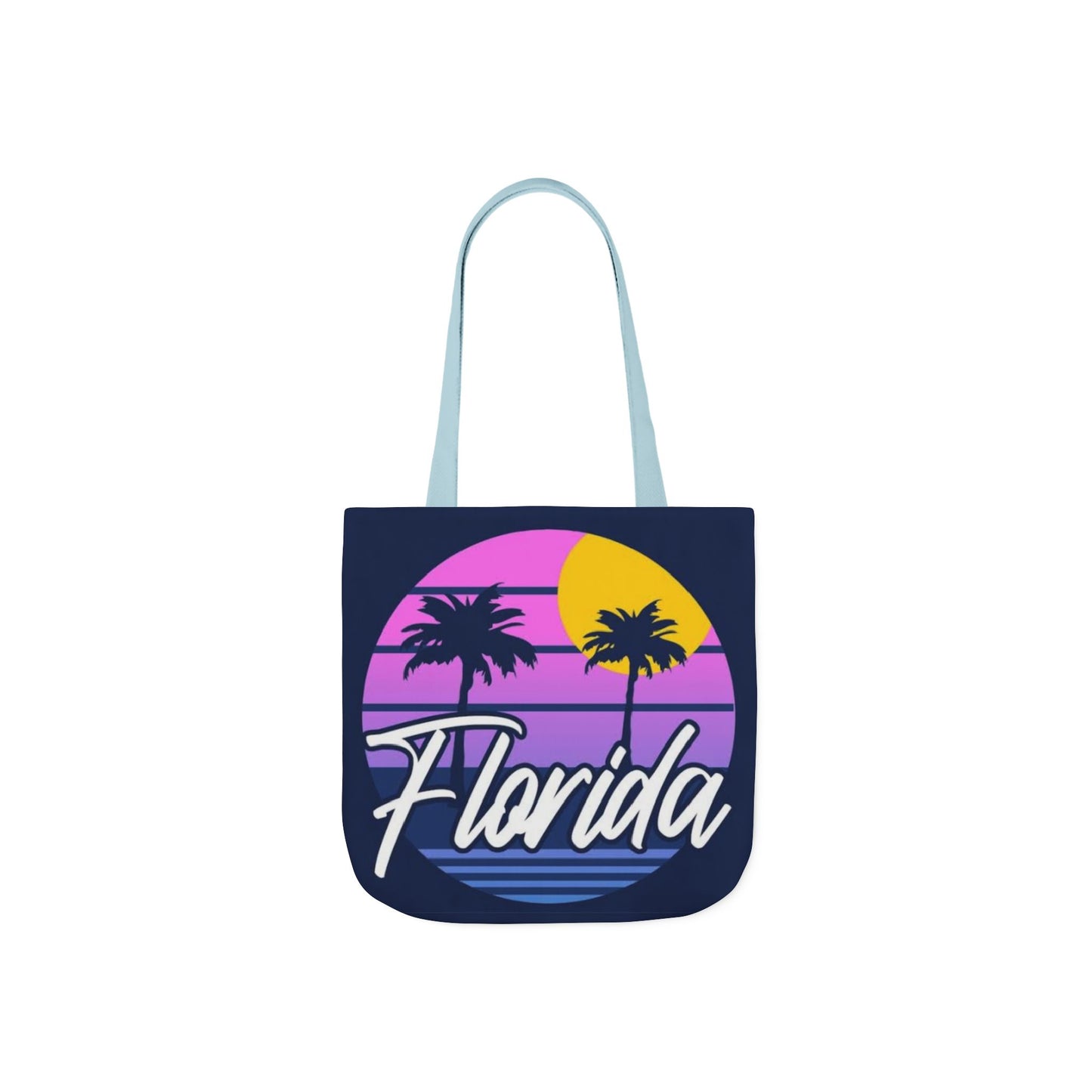 Florida Sunset Palm Tote Bag — Retro Beach Canvas Tote