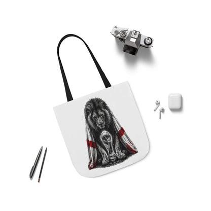 England Lion Guardian Canvas Tote — Protective Lion & Cub Illustration Tote Bag