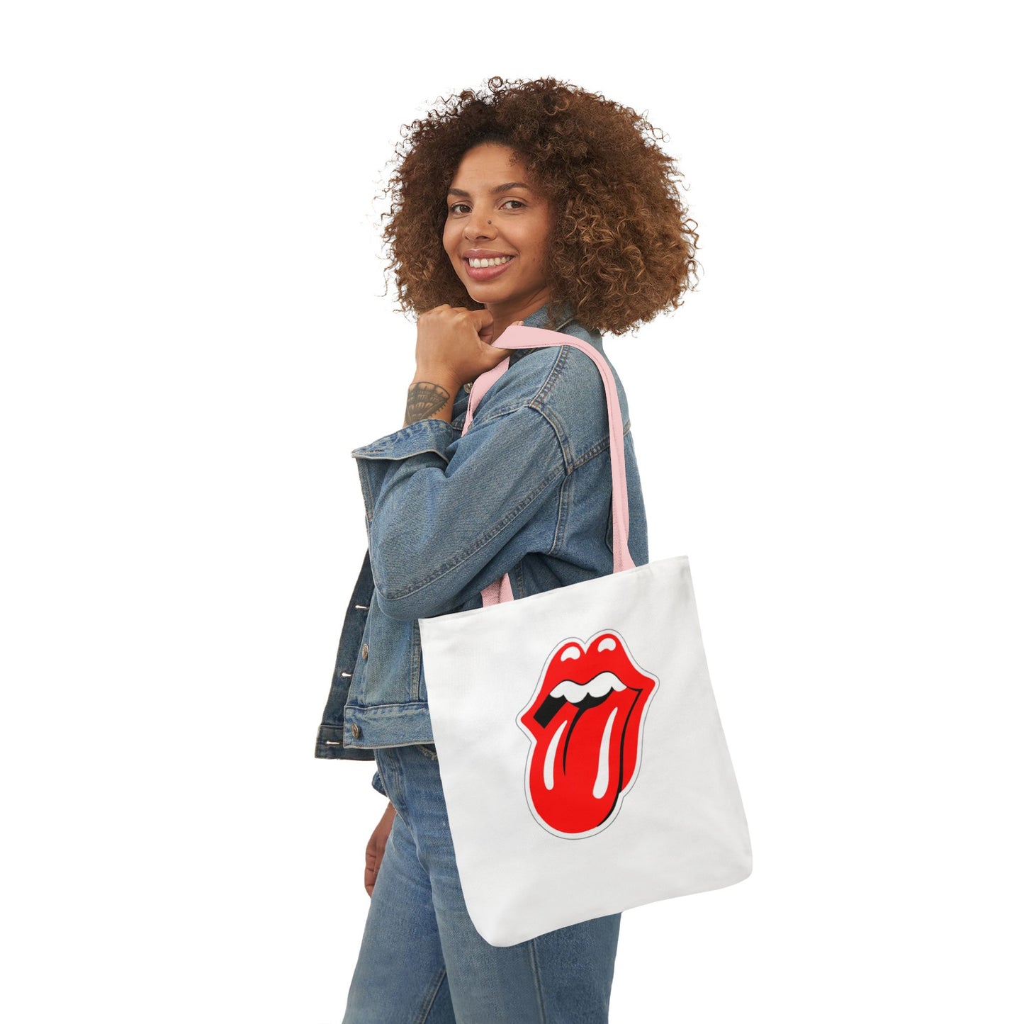 Rock & Roll Tongue Canvas Tote Bag — Retro Lip Graphic